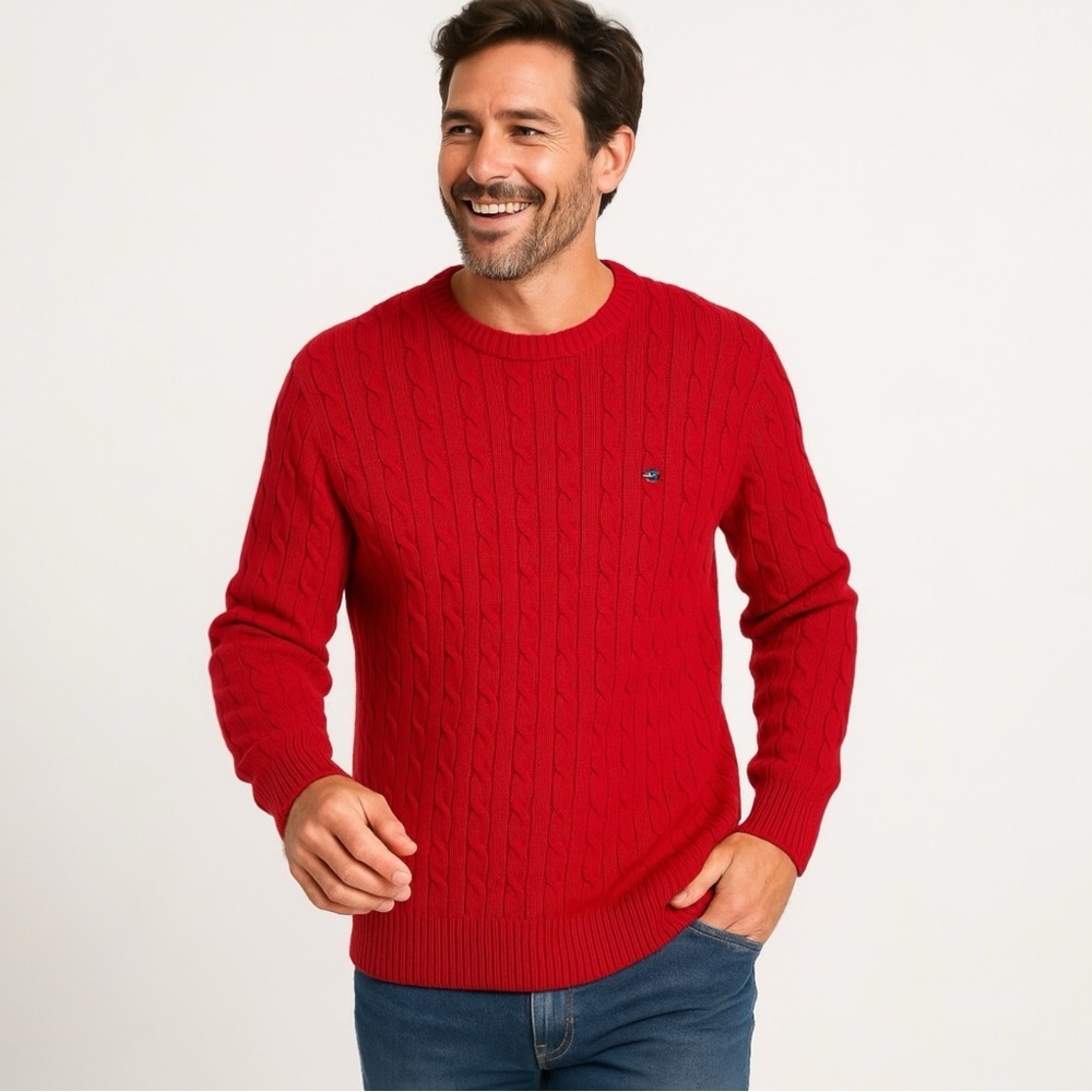Vintage Duck Head Red Cable Knit Sweater Men’s Size XL Australia Fisherman Logo